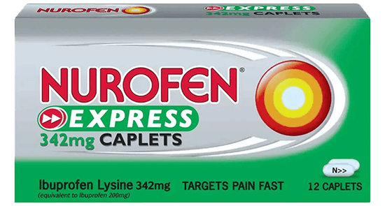 Nurofen Express Caplet 342mg Ibuprofen Lysine